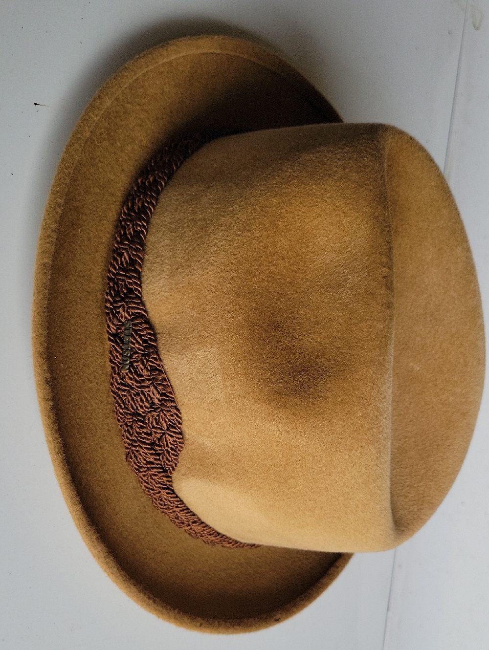 Stetson Tan Felt Fedora with White Satin Liner